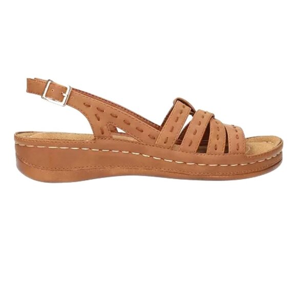 Easy Street KEHLANI Low Wedge Heel Comfort SlingBack Sandals Tan Size 6 - Picture 2 of 8